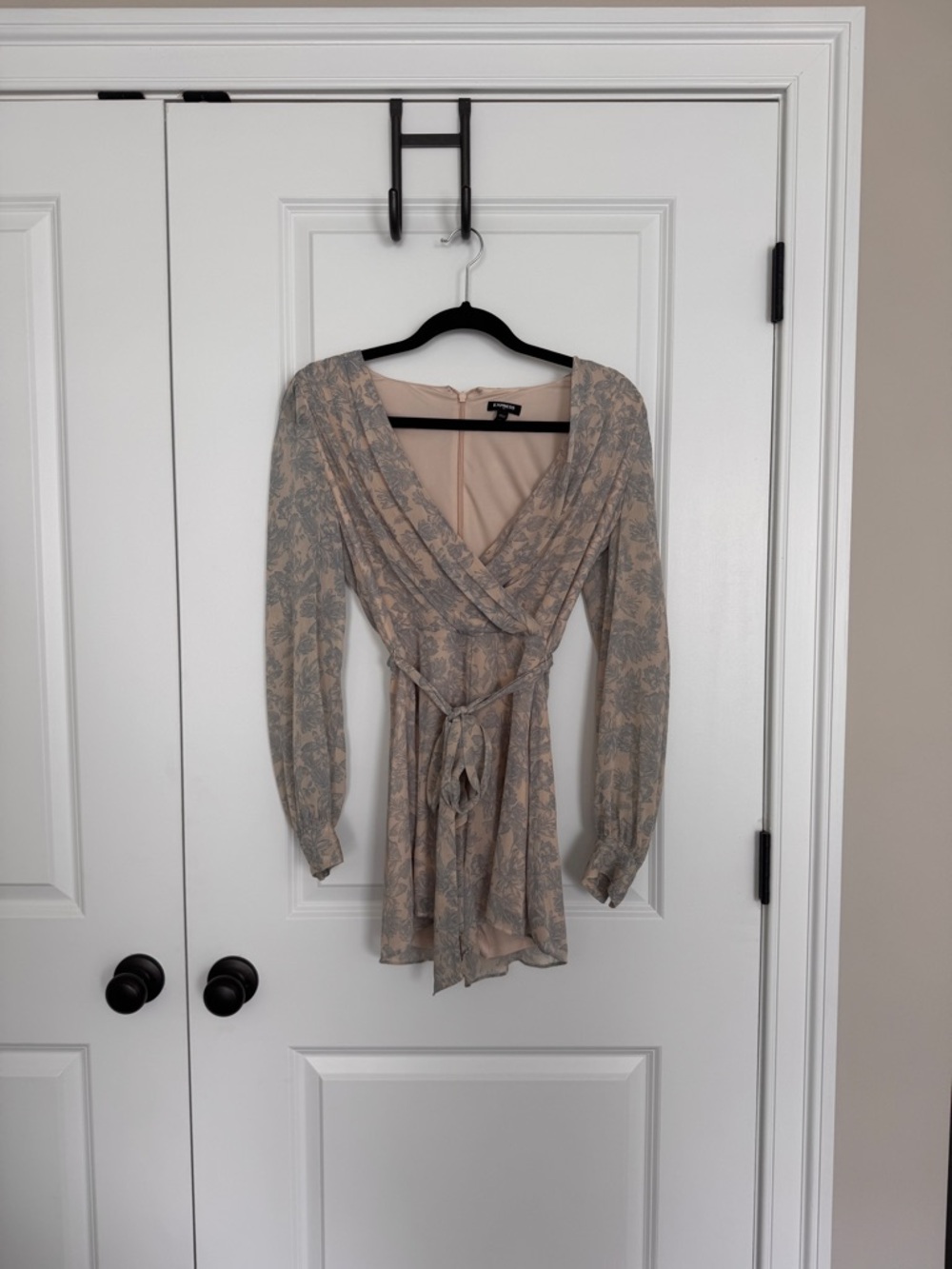 Express Beige Floral Wrap Romper